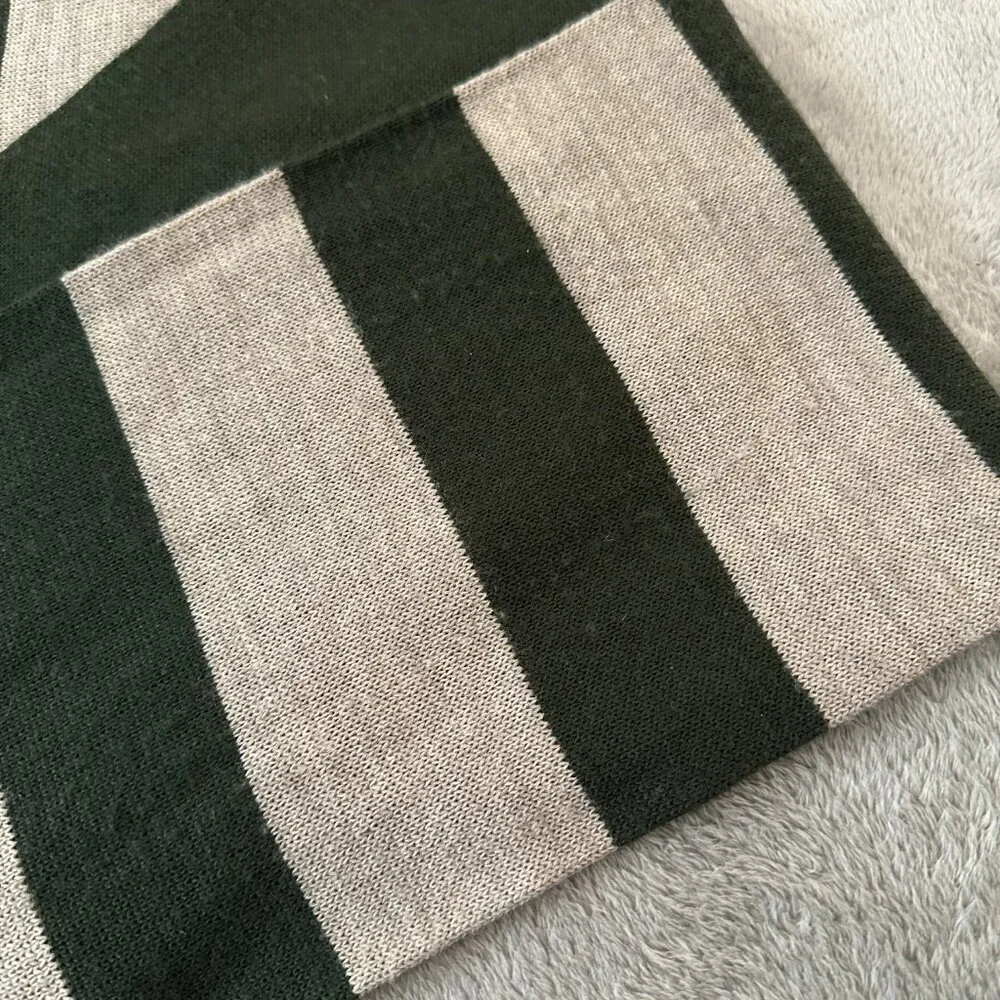 J. Crew Factory Wool Blend Scarf Tan Green Striped